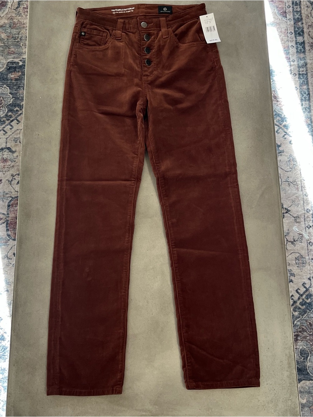 AG The Isabelle High-Rise Corduroy Cropped Straight Jeans Size 26 NWT - Picture 2 of 10